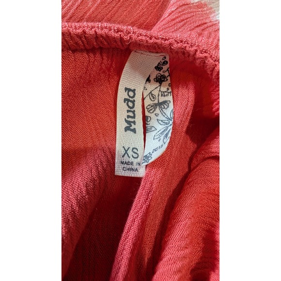 Mudd Womens Maxi Dress XS Coral Pink Tie Dye Sleeveless Ruffle Slit Casual - Picture 5 of 8